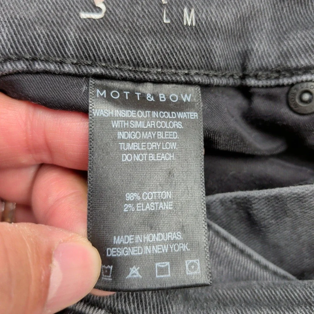 Mott & Bow Slim Stone Jeans Mens 31x32 Faded Black Stonewash Denim Pants Stretch